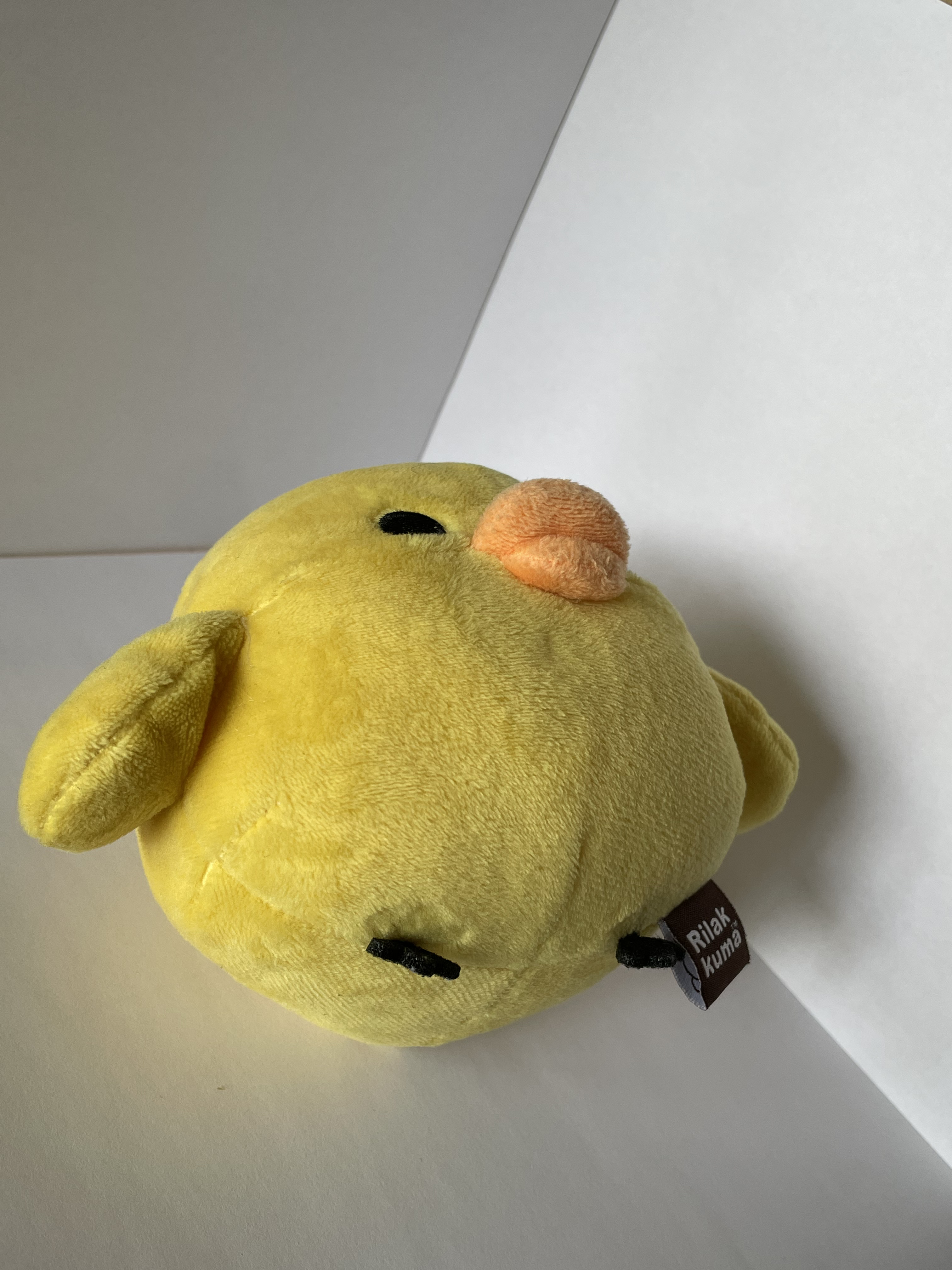 The bottom view of the chicken plushie.