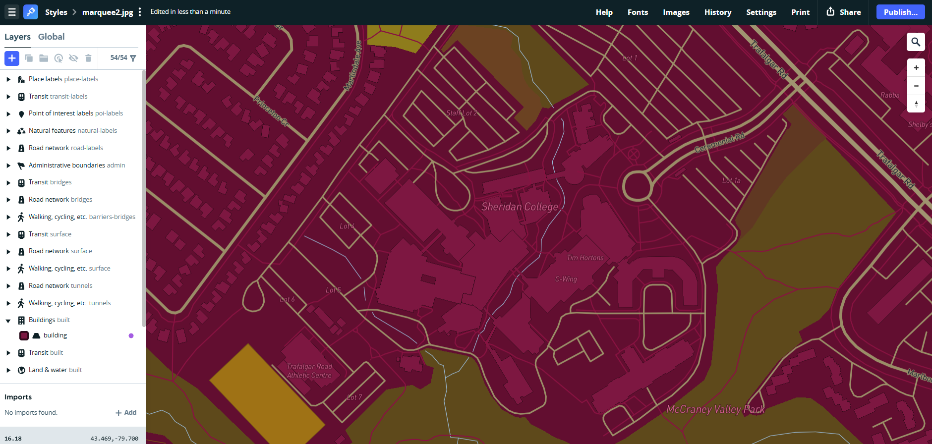Using colours from the marquee image, I focused the colours on the magenta area of the study rooms.
