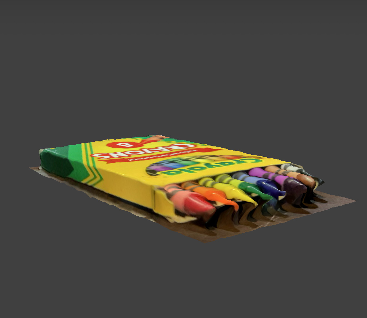 I tried scanning the crayon box while including the contents inside. In case I go through the 3D printing route, this composition would be a more clear silouette of what it is.