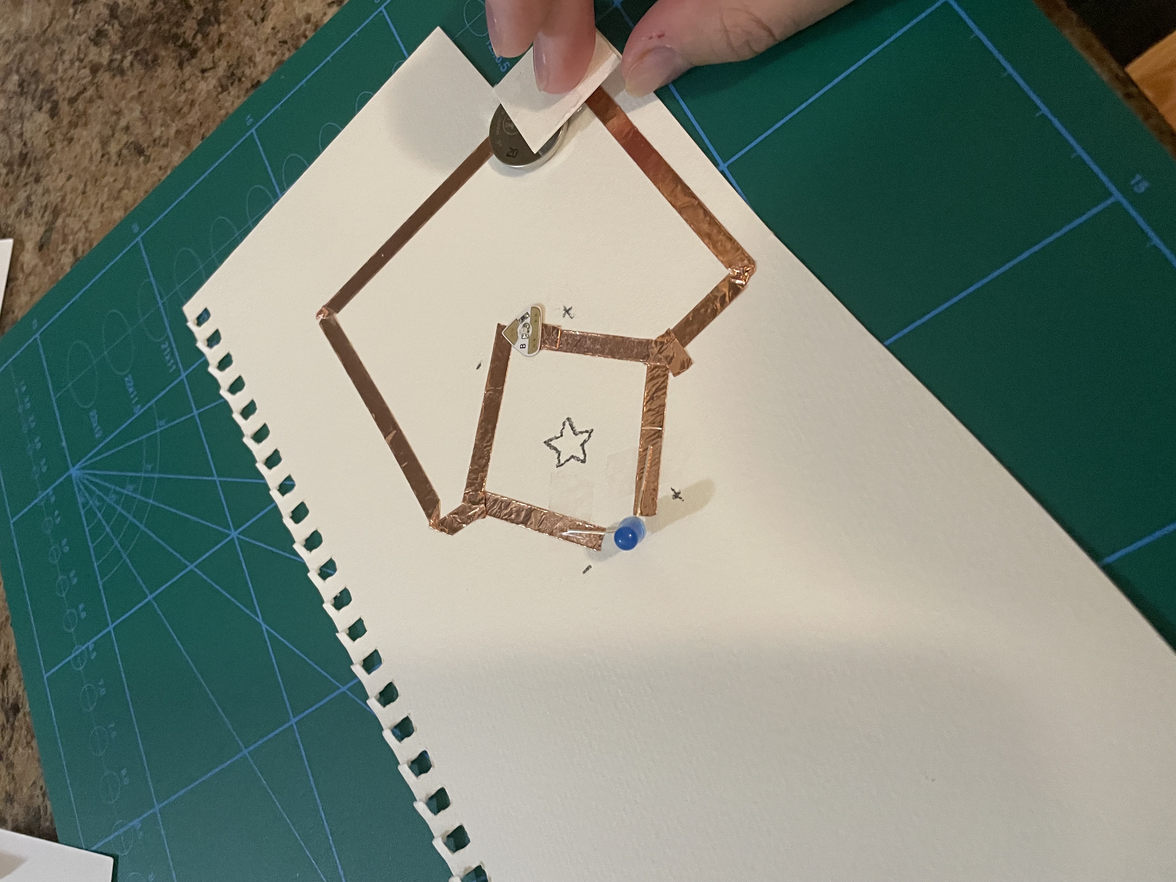 After trying the three main simple circuits, I decided to try a parallel circuit with a fun shape.