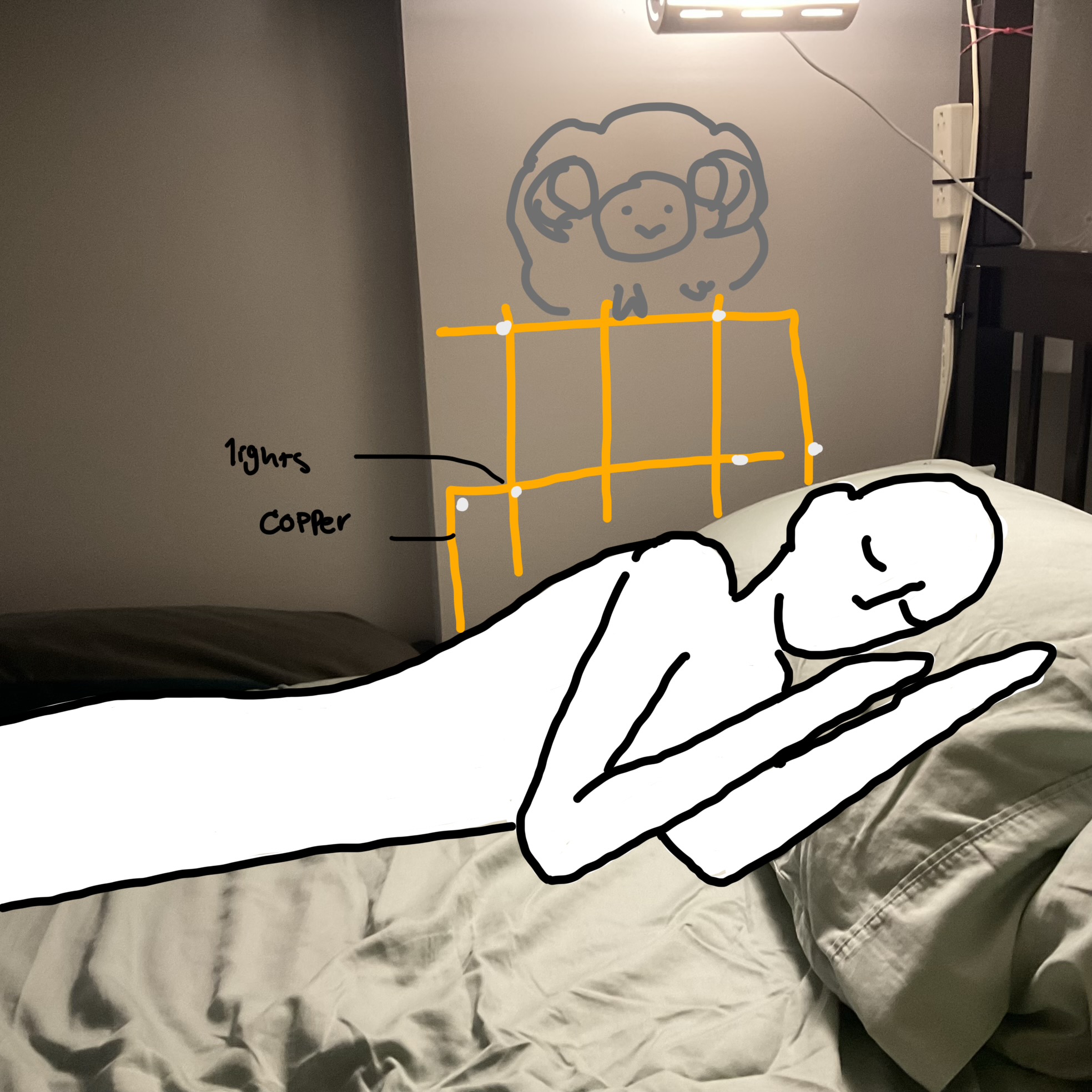 Rough visuals of the lights working if they were incorperated on the wall.