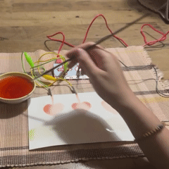 I continued using water as a medium for the circuit by incorperating more than one trigger point. I created a simple heart illustration that creates three different sounds when I use the paintbrush to connect it to the ground.