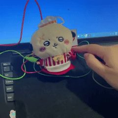 I grabbed a small plush and added copper tape to different parts to trigger different sensor sounds on the Makey Makey. The parts I taped were the top of its head, it's two hands, and the name tag on its uniform.